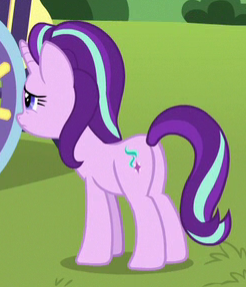 Size: 246x287 | Tagged: a horse shoe-in, butt, cropped, derpibooru import, plot, safe, screencap, solo, starlight glimmer