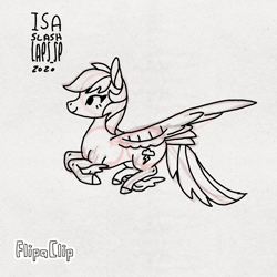 Size: 720x720 | Tagged: safe, artist:laps-sp, derpibooru import, rainbow dash, pegasus, pony, animated, cute, dashabetes, feathered fetlocks, flapping, flipaclip, flying, frame by frame, gif, large wings, lineart, monochrome, simple background, sketch, smiling, solo, tail feathers, unshorn fetlocks, white background, winged hooves, wings