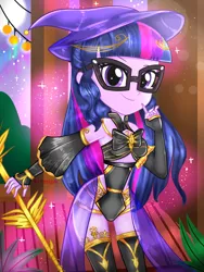 Size: 1800x2400 | Tagged: safe, artist:artmlpk, derpibooru import, sci-twi, twilight sparkle, equestria girls, adorable face, adorasexy, adorkable, alternate hairstyle, beautiful, boots, bow, clothes, costume, cute, design, digital art, dork, female, glasses, gold, hat, high heel boots, hips, looking at you, mage, magic, magic aura, moon, night, outfit, sexy, shoes, smiling, smiling at you, smirk, socks, solo, stars, thigh boots, thigh highs, thighs, twiabetes, wand, wizard, wizard hat
