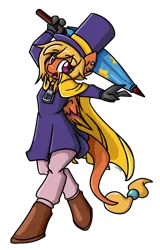 Size: 2064x3224 | Tagged: a hat in time, anthro, artist:spheedc, cape, clothes, commission, derpibooru import, digital art, hat, oc, oc:princess corona lionheart iv, safe, semi-anthro, simple background, solo, top hat, transparent background, umbrella, zipper