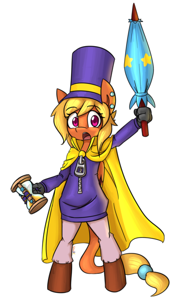 Size: 2130x3480 | Tagged: a hat in time, artist:spheedc, cape, clothes, commission, derpibooru import, digital art, hat, hourglass, oc, oc:princess corona lionheart iv, safe, semi-anthro, simple background, solo, top hat, transparent background, umbrella, zipper