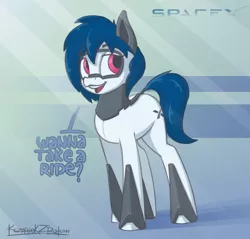 Size: 2200x2100 | Tagged: safe, artist:kozachokzrotom, derpibooru import, oc, oc:merlin, ponified, unofficial characters only, original species, pony, rocket pony, abstract background, demo 2, dialogue, falcon 9, female, rocket, smiling, smug, spacex