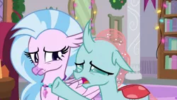 Size: 1280x720 | Tagged: changeling, classical hippogriff, crying, cute, derpibooru import, diaocelles, diastreamies, duo, duo female, female, hippogriff, ocellus, sad, sadorable, safe, school of friendship, screencap, silverstream, the hearth's warming club