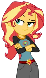 Size: 1920x3219 | Tagged: safe, artist:emeraldblast63, derpibooru import, sunset shimmer, equestria girls, legend of everfree, alternate costumes, camp everfree logo, camp everfree outfits, crossed arms, female, simple background, solo, transparent background