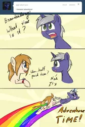 Size: 670x1000 | Tagged: safe, artist:askponybrandenburg, derpibooru import, oc, ponified, pegasus, pony, unicorn, ask, brandenburg, bust, comic, dialogue, female, flying, hetalia, horn, male, mare, rainbow, stallion, tumblr, unicorn oc, watch