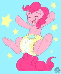 Size: 3864x4702 | Tagged: suggestive, artist:cuddlehooves, derpibooru import, pinkie pie, pony, cute, diaper, diaper fetish, diapinkes, eyes closed, fetish, open mouth, poofy diaper, smiling, underhoof