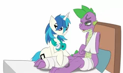 Size: 1280x762 | Tagged: artist:techgear, beaten up, bruised, derpibooru import, female, male, safe, shipping, spike, straight, vinyl scratch, vinylspike