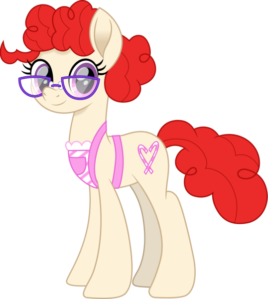 Size: 1344x1500 | Tagged: safe, artist:cloudyglow, derpibooru import, twist, earth pony, pony, cloudyglowverse, alternate universe, apron, clothes, cloudyglow is trying to murder us, cute, female, glasses, looking at you, mare, movie accurate, older, older twist, simple background, solo, transparent background, twistabetes