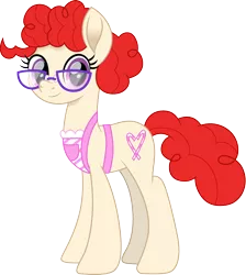 Size: 1344x1500 | Tagged: safe, artist:cloudyglow, derpibooru import, twist, earth pony, pony, cloudyglowverse, alternate universe, apron, clothes, cloudyglow is trying to murder us, cute, female, glasses, looking at you, mare, movie accurate, older, older twist, simple background, solo, transparent background, twistabetes