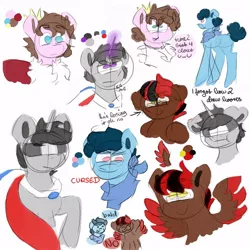 Size: 1000x1000 | Tagged: safe, artist:_skyeddd, derpibooru import, oc, ponified, unofficial characters only, earth pony, pegasus, pony, unicorn, a6d, badboyhalo, french flag, male, mcyt, minecraft, skeppy, technoblade, youtuber
