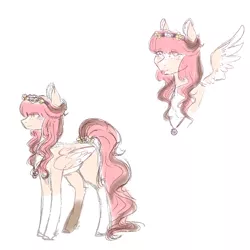 Size: 1000x1000 | Tagged: safe, artist:angelic-shield, derpibooru import, oc, oc:sakura, pegasus, :p, colored sketch, female, mare, pegasus oc, simple background, smiling, solo, tongue out, wings