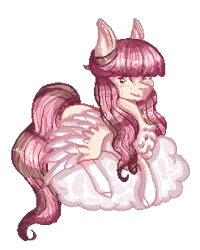 Size: 247x309 | Tagged: safe, artist:angelic-shield, derpibooru import, oc, oc:sakura, unofficial characters only, pegasus, pony, cloud, pegasus oc, pixel art, simple background, transparent background, wings