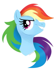 Size: 1024x1359 | Tagged: safe, artist:kabuvee, derpibooru import, rainbow dash, pony, bust, female, grin, mare, portrait, simple background, smiling, solo, transparent background