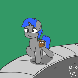 Size: 800x800 | Tagged: safe, artist:vohd, derpibooru import, oc, unnamed oc, unofficial characters only, pony, unicorn, animated, frame by frame, magazine, magic, mailbag, male, newspaper, perfect loop, road, smiling, solo, stallion, trotting