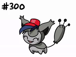 Size: 1024x768 | Tagged: artist:arrwulf, cap, derpibooru import, digital art, eyes closed, hat, oc, oc:echo, pokefied, pokémon, safe, simple background, skitty, smiling, species swap, top gun hat, unofficial characters only, white background