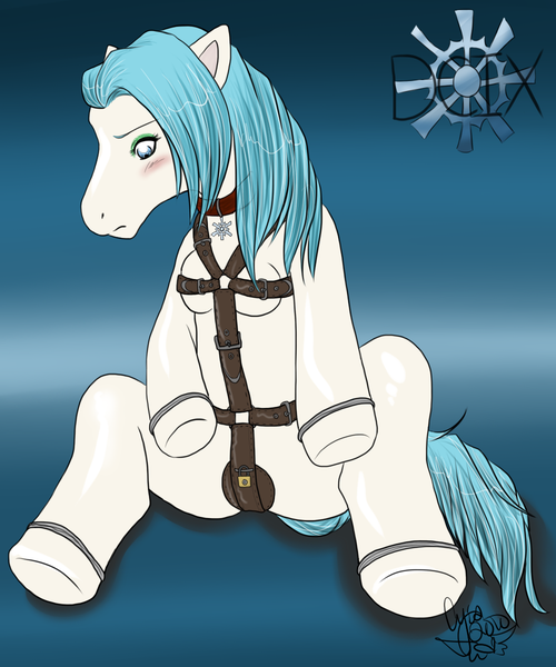 Size: 1000x1200 | Tagged: questionable, artist:cyiakanami, derpibooru import, oc, oc:naomi, unofficial characters only, earth pony, pony, bdsm, breasts, chastity, chestbreasts, collar, commission, digital art, female, harness, jewelry, lock, mare, nudity, padlock, pendant, quality, straps, tack, tail