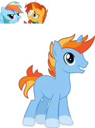 Size: 1624x2195 | Tagged: safe, artist:littlejurnalina, derpibooru import, rainbow dash, sunburst, pony, unicorn, male, parent:rainbow dash, parent:sunburst, parents:rainbowburst, simple background, stallion, transparent background