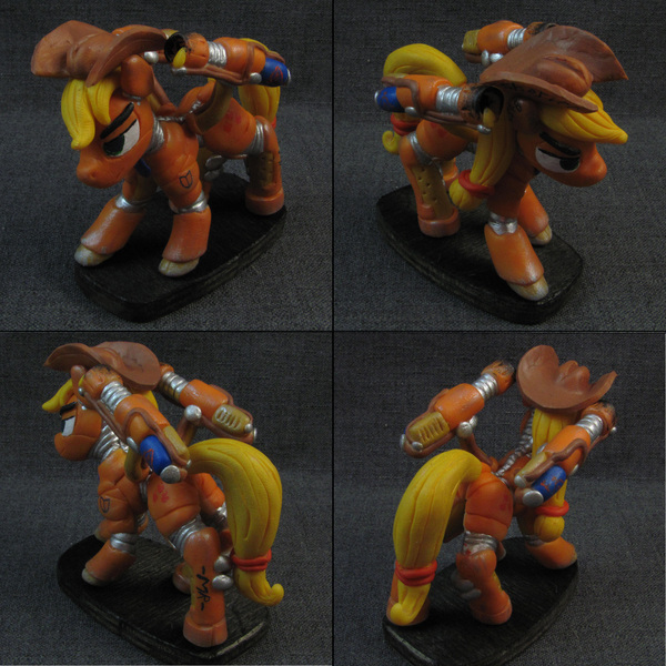 Size: 4000x4000 | Tagged: safe, artist:bomzzzik, derpibooru import, applejack, pony, robot, robot pony, applebot, craft, female, figure, figurine, machine, mare, roboticization, solo