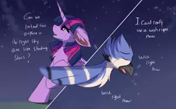 Size: 1920x1200 | Tagged: safe, artist:lunar froxy, derpibooru import, twilight sparkle, bird, pony, airplanes (song), cheek fluff, crossover, crossover shipping, crying, ear fluff, female, male, meme, mordecai, mordetwi, redraw mordetwi meme, regular show, shipping, straight