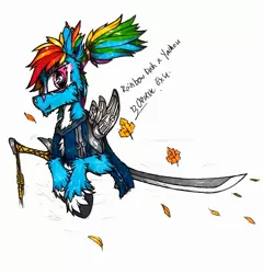 Size: 2448x2552 | Tagged: safe, artist:creature.exist, derpibooru import, rainbow dash, pegasus, pony, clothes, cosplay, costume, crossover, league of legends, solo, yasuo