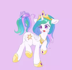 Size: 2392x2296 | Tagged: safe, artist:aimmeblue, derpibooru import, princess celestia, alicorn, pony, adorable distress, blushing, butt, cewestia, confused, cute, cutelestia, featureless crotch, female, filly, floppy ears, folded wings, head turn, high res, hoof shoes, jewelry, looking at self, looking at something, looking back, magic, offscreen character, open mouth, peytral, pink background, plot, raised hoof, regalia, simple background, solo, standing, tail, tail pull, teary eyes, telekinesis, wings, younger