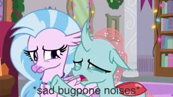 Size: 1280x720 | Tagged: changeling, classical hippogriff, crying, cute, derpibooru import, descriptive noise, diaocelles, diastreamies, duo, edit, edited screencap, hippogriff, ocellus, sad, sadorable, safe, screencap, silverstream, the hearth's warming club