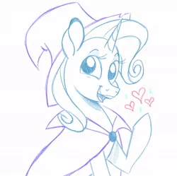 Size: 1001x998 | Tagged: safe, artist:woollily, derpibooru import, trixie, pony, unicorn, cape, clothes, hat, heart, trixie's cape, trixie's hat