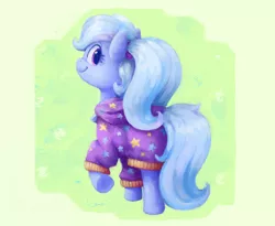 Size: 3660x3000 | Tagged: safe, artist:aemantaslim, derpibooru import, trixie, pony, unicorn, alternate hairstyle, babysitter trixie, clothes, hoodie, looking at you, looking back, smiling, solo