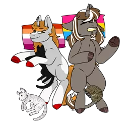 Size: 3000x3000 | Tagged: safe, artist:cinnerroll, derpibooru import, oc, oc:cinni, unofficial characters only, cat, pony, unicorn, bed, colored hooves, drool, laying on bed, lesbian pride flag, lying down, on bed, pansexual pride flag, pride, pride flag, simple background, sleeping, transparent background