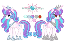 Size: 1280x814 | Tagged: safe, artist:picturewithsound, derpibooru import, princess flurry heart, alicorn, pony, armor, corrupted, crown, female, jewelry, mare, older, older flurry heart, reference sheet, regalia, simple background, solo, sombra eyes, transparent background