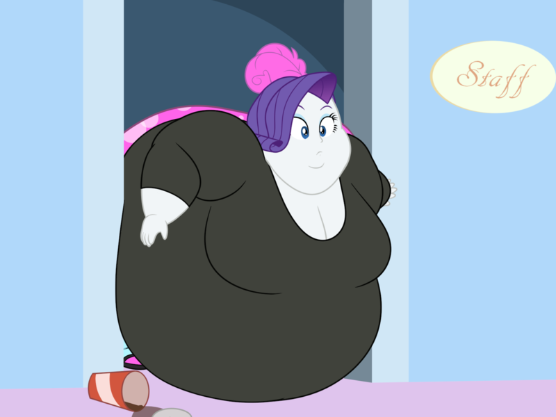 1925824 - suggestive, artist:neongothic, derpibooru import, rarity,  equestria girls, bbw, belly, big belly, big breasts, breasts, chubby  cheeks, double chin, fat, fat boobs, morbidly obese, obese, raritubby,  soda, solo, ssbbw, stuck, weight