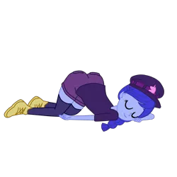 Size: 2952x2952 | Tagged: safe, artist:gmaplay, derpibooru import, space camp (character), equestria girls, equestria girls series, ass, ass up, butt, clothes, female, hat, shorts, simple background, sleeping, solo, space booty, transparent background