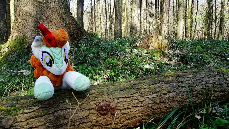 Size: 1917x1080 | Tagged: autumn blaze, awwtumn blaze, cute, derpibooru import, forest, irl, photo, plushie, safe