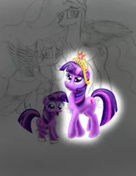 Size: 2550x3300 | Tagged: age progression, alicorn, artist:jac59col, big crown thingy, clothes, coronation dress, derpibooru import, dress, element of magic, female, filly, filly twilight sparkle, jewelry, multeity, princess twilight 2.0, regalia, safe, sparkle sparkle sparkle, the last problem, time paradox, twilight sparkle, twilight sparkle (alicorn), wip, younger