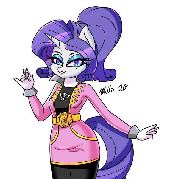 Size: 1000x1050 | Tagged: anthro, artist:melliedraws, atg 2020, clothes, derpibooru import, gokaiger, newbie artist training grounds, pirate, pirate rarity, rarity, safe, solo, super sentai, toy, uniform