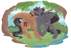 Size: 7392x5000 | Tagged: safe, artist:amazing-artsong, derpibooru import, oc, oc:antares, oc:artsong, unofficial characters only, pegasus, pony, absurd resolution, female, male, mare, simple background, stallion, transparent background, tree