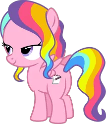 Size: 4000x4674 | Tagged: safe, artist:melisareb, derpibooru import, rainbow harmony, pegasus, pony, school raze, .svg available, absurd resolution, bedroom eyes, butt, female, filly, inkscape, multicolored hair, plot, rainbow hair, simple background, solo, transparent background, vector, wings