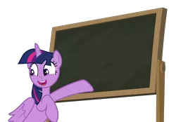 Size: 4380x3057 | Tagged: safe, alternate version, artist:sollace, derpibooru import, twilight sparkle, twilight sparkle (alicorn), alicorn, pony, the hooffields and mccolts, .svg available, chalkboard, cute, female, looking back, mare, open mouth, pointing, simple background, smiling, solo, template, transparent background, twiabetes, vector