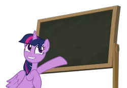 Size: 4380x3057 | Tagged: safe, alternate version, artist:sollace, derpibooru import, twilight sparkle, twilight sparkle (alicorn), alicorn, pony, the hooffields and mccolts, .svg available, chalkboard, cute, female, looking back, mare, open mouth, pointing, simple background, smiling, solo, template, transparent background, twiabetes, vector