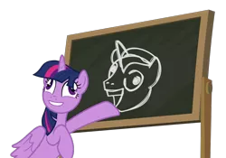 Size: 1219x851 | Tagged: safe, artist:sollace, derpibooru import, party favor, twilight sparkle, twilight sparkle (alicorn), alicorn, pony, the hooffields and mccolts, .svg available, caption, chalkboard, derp, drawing, exploitable meme, female, i didn't listen, image, image macro, mare, meme, pointing, simple background, solo, svg, text, transparent background, vector