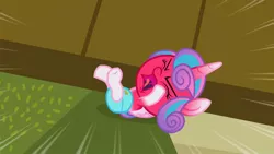 Size: 1280x720 | Tagged: safe, derpibooru import, screencap, princess flurry heart, alicorn, pony, a flurry of emotions, angry, angry baby, baby, baby alicorn, baby flurry heart, baby pony, cloth diaper, diaper, eyes tightly closed, flailing, fury heart, kicking, light pink cloth diaper, light pink diaper, ponyville hospital, red face, safety pin, screaming, tantrum, temper tantrum