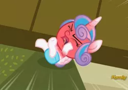 Size: 600x422 | Tagged: safe, derpibooru import, screencap, princess flurry heart, alicorn, pony, a flurry of emotions, angry, angry baby, baby, baby alicorn, baby flurry heart, baby pony, cloth diaper, diaper, eyes tightly closed, flailing, fury heart, kicking, light blue cloth diaper, light blue diaper, ponyville hospital, red face, screaming, tantrum, temper tantrum