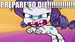 Size: 1920x1080 | Tagged: safe, derpibooru import, edit, edited screencap, screencap, rarity, pony, unicorn, bad thing no. 3, my little pony: pony life, spoiler:pony life s01e05, angry, caption, chowder, excessive exclamation marks, image macro, imminent murder, text, truffles
