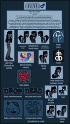 Size: 7012x12316 | Tagged: safe, artist:lightningbolt, derpibooru import, ponified, ponified:oliver sykes, earth pony, pony, undead, zombie, zombie pony, equestria girls, my little pony: pony life, absurd resolution, bags under eyes, bleeding, blood, blood stains, bloodshot eyes, bone, bring me the horizon, clothes, colored pupils, drop dead clothing, equestria girls-ified, fangs, frown, glasgow smile, grumpy, jacket, jeans, long sleeves, looking at you, male, male symbol, mouth hold, movie accurate, nosebleed, pants, plushie, pointy ponies, rainbow blood, raised hoof, reference sheet, ripped jeans, sad, scar, shirt, shoes, sitting, slit eyes, solo, sonic the hedgehog (series), stallion, stitches, t-shirt, tattoo, text, tongue out, torn ear, undershirt, unshorn fetlocks, vector, younger