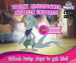 Size: 940x788 | Tagged: advertisement, anthro, derpibooru import, facebook, gameloft, klugetown, klugetowner, my little pony: the movie, official, safe, shark, solo, toothy klugetowner