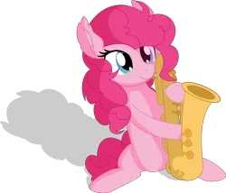 Size: 8625x7385 | Tagged: safe, artist:cyanlightning, derpibooru import, pinkie pie, earth pony, pony, .svg available, absurd resolution, cute, diapinkes, ear fluff, female, mare, musical instrument, saxophone, simple background, solo, transparent background, vector