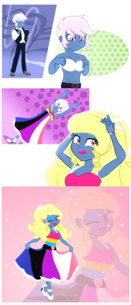 Size: 2480x5741 | Tagged: safe, artist:jucamovi1992, derpibooru import, oc, oc:azure/sapphire, equestria girls, bra, clothes, crossdressing, curtsey, dress-up, femboy, genderfluid pride flag, image, jpeg, makeup, male, pansexual, pansexual pride flag, pride, pride dress, pride flag, sequence, underwear, wig