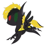 Size: 2100x2100 | Tagged: safe, artist:captshowtime, derpibooru import, oc, oc:shade demonshy, unofficial characters only, changeling, hybrid, insect, pegasus, pony, chibi, commission, cute, heterochromia, icon, simple background, solo, transparent background, ych result, yellow changeling, your character here