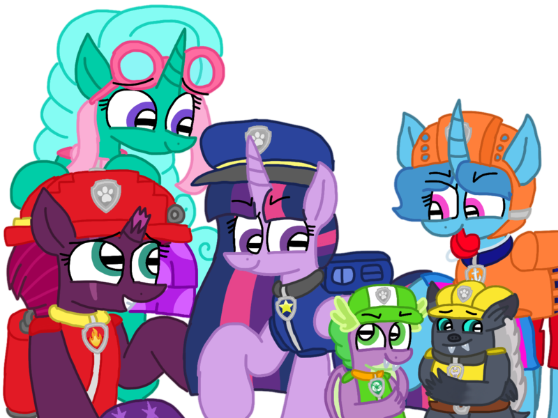 Size: 1409x1056 | Tagged: safe, artist:徐詩珮, derpibooru import, fizzlepop berrytwist, glitter drops, grubber, spike, spring rain, tempest shadow, twilight sparkle, twilight sparkle (alicorn), alicorn, dragon, unicorn, series:sprglitemplight diary, series:sprglitemplight life jacket days, series:springshadowdrops diary, series:springshadowdrops life jacket days, my little pony: the movie, alternate universe, bisexual, broken horn, chase (paw patrol), clothes, cute, female, glitterbetes, glitterlight, glittershadow, horn, lesbian, lifeguard, lifeguard spring rain, marshall (paw patrol), paw patrol, polyamory, rocky (paw patrol), rubble (paw patrol), shipping, simple background, skye (paw patrol), sprglitemplight, springbetes, springdrops, springlight, springshadow, springshadowdrops, tempestbetes, tempestlight, transparent background, vector, winged spike, zuma (paw patrol)