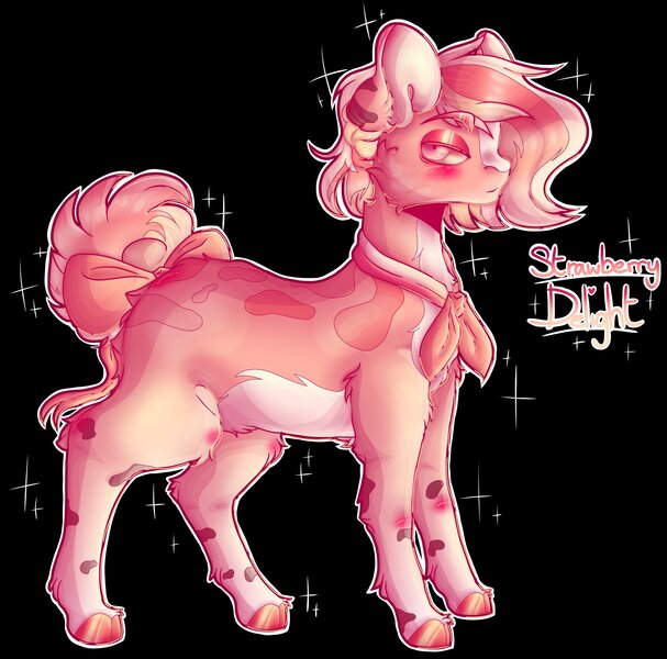 Size: 2048x2024 | Tagged: safe, artist:tinyassassin04, derpibooru import, oc, oc:strawberry delight, earth pony, bow on tail, fluffy, shading, solo
